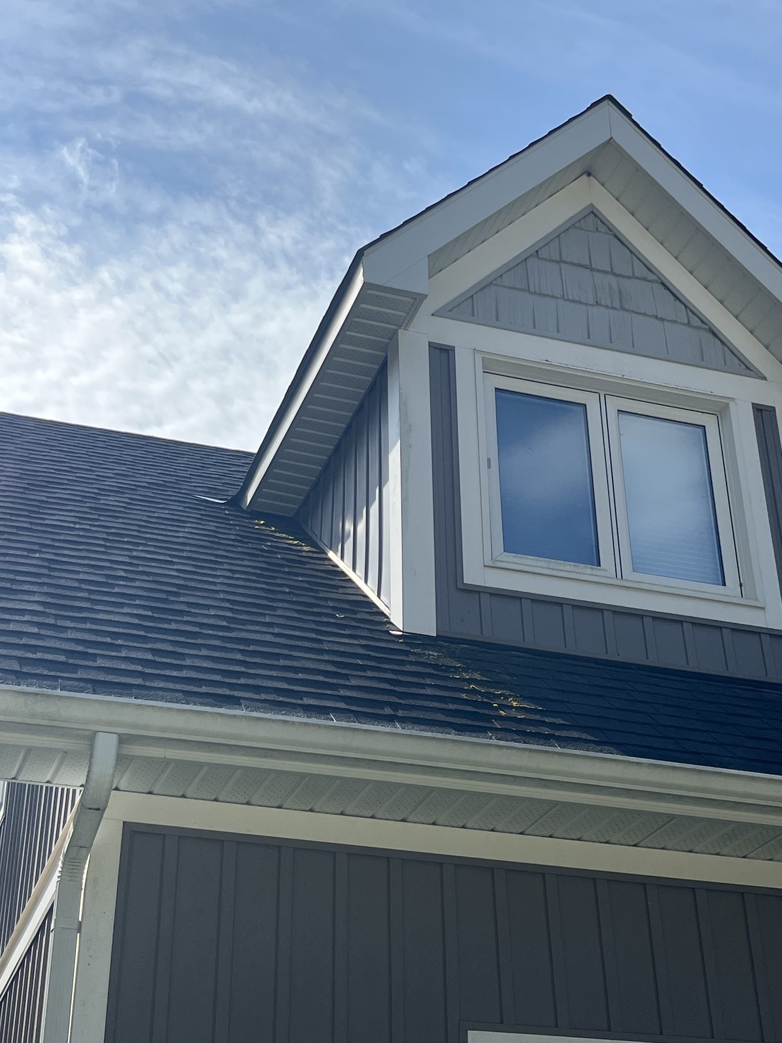 Ontario Window Cleaning crew cleaning windows at a Aurora home — streak-free, purified-water system.